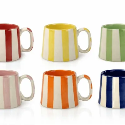 Tasses et mugs - Tasses à café à rayures en céramique - 3,6 x 2,6 pouces - CASA AMAROSA