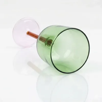 Verres à pied - Verre à vin Color Pop, vert, 7,5 x 2,8 pouces - CASA AMAROSA