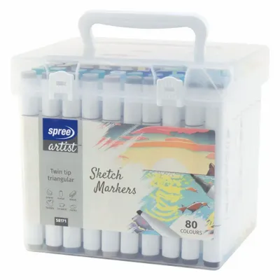 Accessoires pour puériculture - Coffret Artist : 80 Marqueurs Sketch à Double Pointe - SPREE