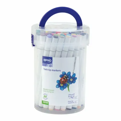 Children's arts and crafts - The Infinite Cylinder: 60 Art Soft Brush & Fine Tip Markers - SPREE