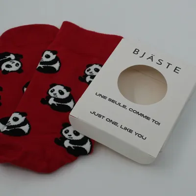 Socks - Organic Cotton Single Crew Sock: PANDA (not pair, only 1 piece) - BJÄSTE