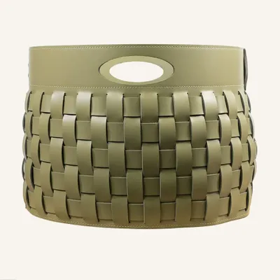 Storage boxes - Storage basket in woven leather THESA - oval - LIMAC DESIGN