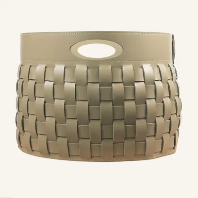 Storage boxes - Storage basket in woven leather THESA - oval - LIMAC DESIGN