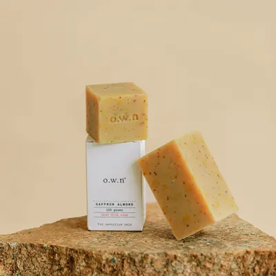 Soaps - Saffron Almond goat milk soap bar - O.W.N