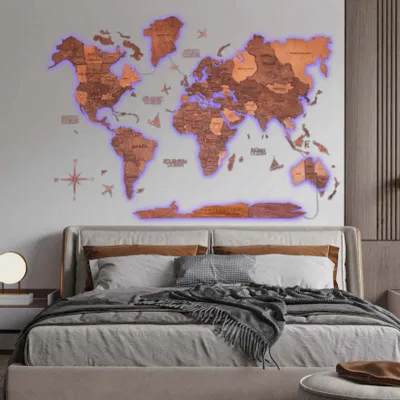 Other wall decoration - 3D LED Wooden World Map 3.0 Prime Plus Oak L EU Right - ENJOY THE WOOD