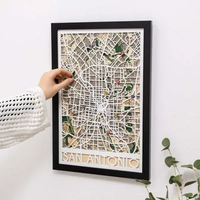 Other wall decoration - 3D City Map 3.0 San Antonio M White Frame - ENJOY THE WOOD