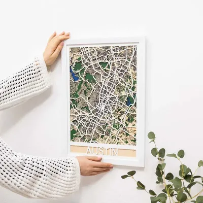 Other wall decoration - 3D City Map 3.0 Austin XL White Frame - ENJOY THE WOOD