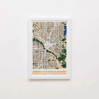 Other wall decoration - 3D City Map 3.0 Dallas M White Frame - ENJOY THE WOOD