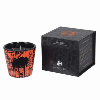 Bougies - ART BAG (Santal Épice-Violet-Cuir) - Bougie parfumée en céramique - 10 cm - ARTITUDE HOME