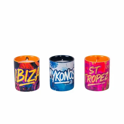 Bougies - Coffret cadeau de bougies en céramique Party Vibes (lot de 3 x 7,5 cm) - ARTITUDE HOME