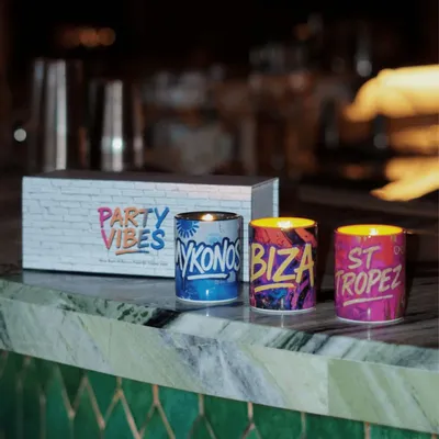 Bougies - Coffret cadeau de bougies en céramique Party Vibes (lot de 3 x 7,5 cm) - ARTITUDE HOME
