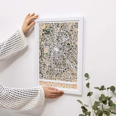 Other wall decoration - 3D City Map 3.0 Charlotte XL White Frame - ENJOY THE WOOD