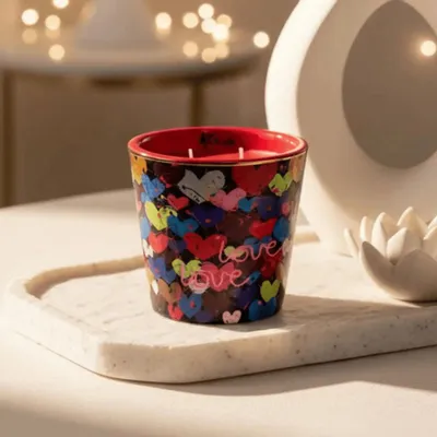 Candles - Love Hearts ( Blackcurrant-Rose-Patchouli) - Scented Ceramic Candle - 10cm - ARTITUDE HOME