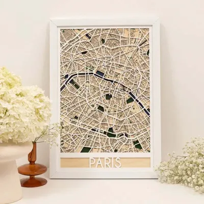 Other wall decoration - 3D City Map Custom 3.0 M White Frame - ENJOY THE WOOD