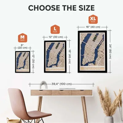 Other wall decoration - 3D City Map Custom 3.0 M White Frame - ENJOY THE WOOD
