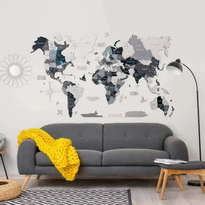 Other wall decoration - World Wooden Map Colored 3D L Prime Plus Nordik Lum - ENJOY THE WOOD