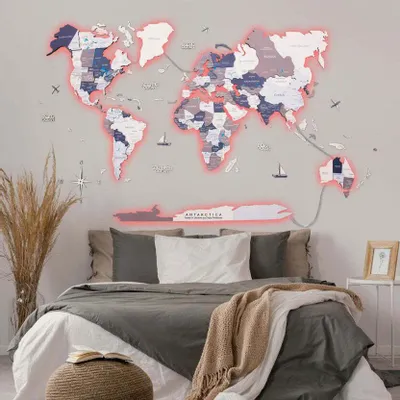 Other wall decoration - World Wooden Map Colored 3D L Prime Cruise Lum LED 3.0 EU Right - ENJOY THE WOOD