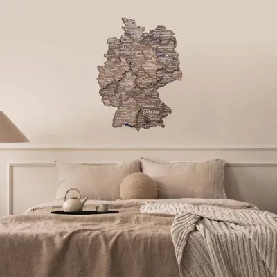 Other wall decoration - 3D Germany Wooden Map Dark Walnut M Prime Plus - ENJOY THE WOOD