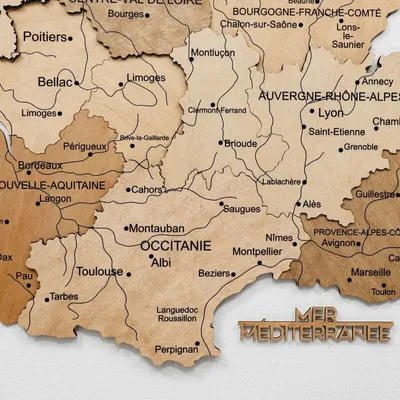 Other wall decoration - Wooden Map of France - Gold S Blank - ENJOY THE WOOD