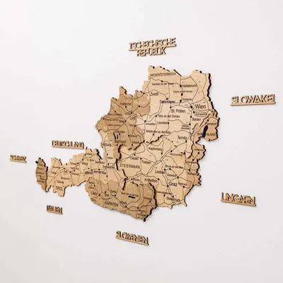 Other wall decoration - Wooden Map of Austria - Gold S Prime Plus - ENJOY THE WOOD