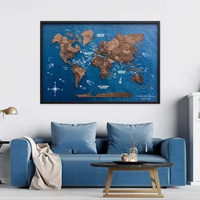 Other wall decoration - 3D Wooden Panel World Map Dark Walnut L Black - ENJOY THE WOOD