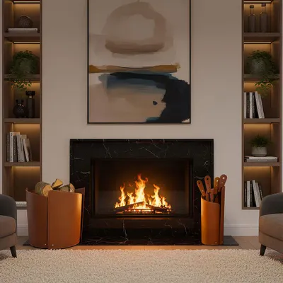 Design objects - Designer fireplace accessories in steel and leather ZEFIR - LIMAC DESIGN