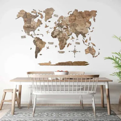 Other wall decoration - 3D Wooden World Map Prime Plus Terra M - ENJOY THE WOOD