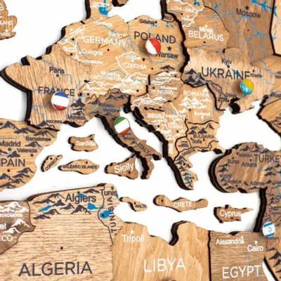 Other wall decoration - 3D Wooden World Map Prime Plus Gold 2XL - ENJOY THE WOOD