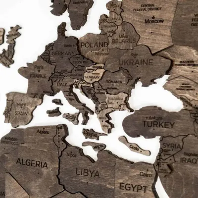 Other wall decoration - 3D Wooden World Map Prime Dark Walnut XL - ENJOY THE WOOD