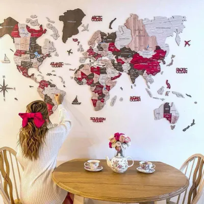 Other wall decoration - 3D Wooden World Map Prime Plus Urban L - ENJOY THE WOOD