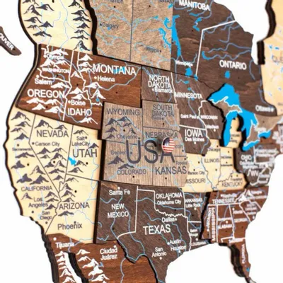 Other wall decoration - 3D LED Wooden World Map 3.0 Prime Plus Multicolor 2XL EU Right - ENJOY THE WOOD