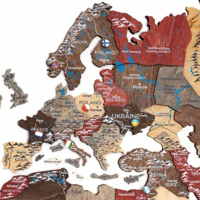 Autres décorations murales - Carte du Monde en Bois 3D Prime Plus Fusion 2XL - ENJOY THE WOOD