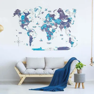 Other wall decoration - 3D Wooden World Map Prime Plus Ocean M - ENJOY THE WOOD