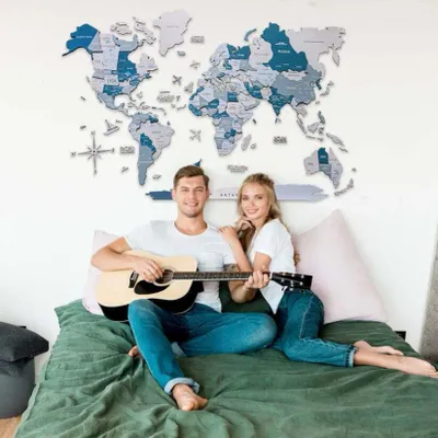 Other wall decoration - 3D Wooden World Map Prime Aqua 3XL - ENJOY THE WOOD