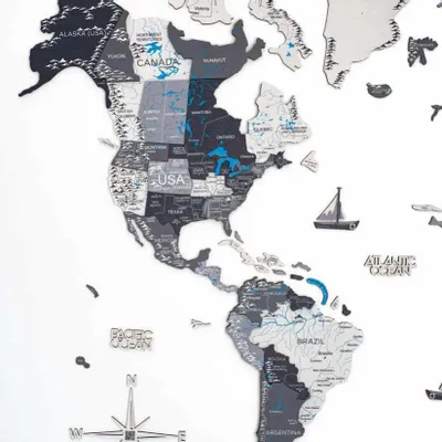 Autres décorations murales - Carte du Monde en Bois 3D Prime Plus Nordik 3XL - ENJOY THE WOOD