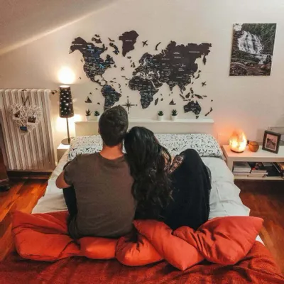 Autres décorations murales - Carte du Monde en Bois 3D Prime Plus Midnight L - ENJOY THE WOOD