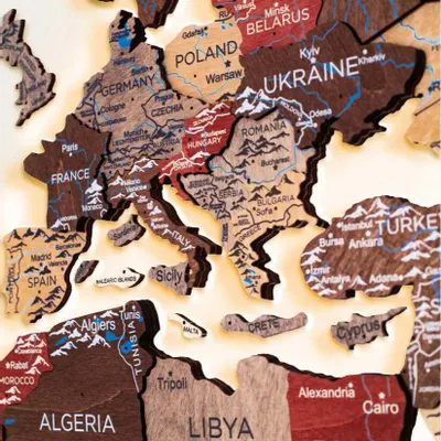 Other wall decoration - 3D LED Wooden World Map 3.0 Prime Plus Fusion M EU Right - ENJOY THE WOOD