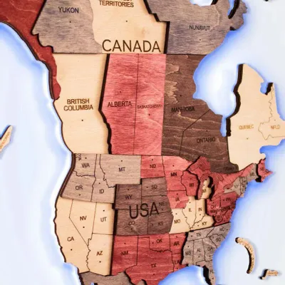 Other wall decoration - 3D LED Wooden World Map 3.0 Prime Fusion XL USA Right - ENJOY THE WOOD