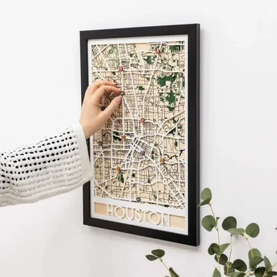Other wall decoration - 3D City Map 3.0 Houston XL White Frame - ENJOY THE WOOD