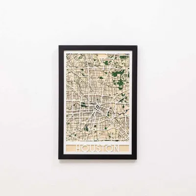 Other wall decoration - 3D City Map 3.0 Houston XL White Frame - ENJOY THE WOOD