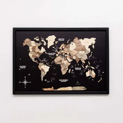 Other wall decoration - 3D Wooden Panel World Map Smokey M Black - ENJOY THE WOOD