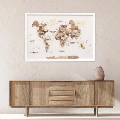 Other wall decoration - 3D Wooden Panel World Map Smokey M Ocean - ENJOY THE WOOD
