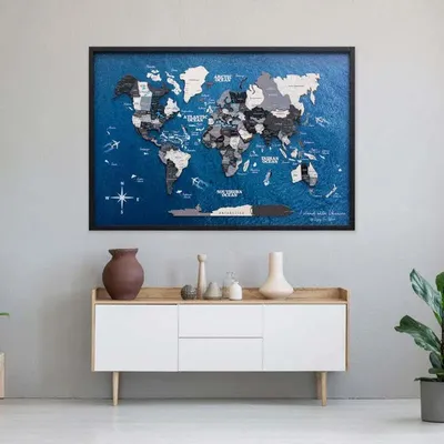 Other wall decoration - 3D Wooden Panel World Map Colored Nordik M Black - ENJOY THE WOOD
