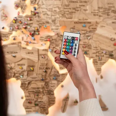 Other wall decoration - 3D Solid Wooden World Map Ash XL acrylic + LED - ENJOY THE WOOD