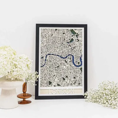 Other wall decoration - 3D City Map 3.0 London L Black Frame - ENJOY THE WOOD