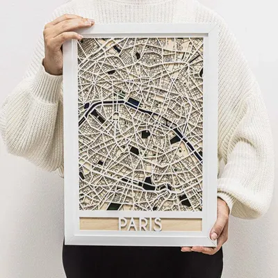 Other wall decoration - 3D City Map 3.0 Paris L White Frame - ENJOY THE WOOD