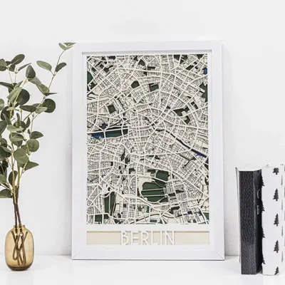 Other wall decoration - 3D City Map 3.0 Berlin L Black Frame - ENJOY THE WOOD