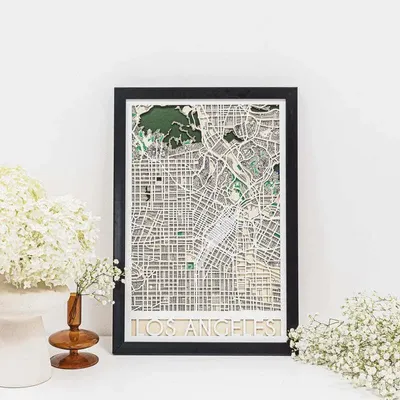 Other wall decoration - 3D City Map 3.0 Los Angeles M Black Frame - ENJOY THE WOOD