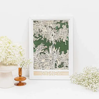 Other wall decoration - 3D City Map 3.0 Sydney L Black Frame - ENJOY THE WOOD