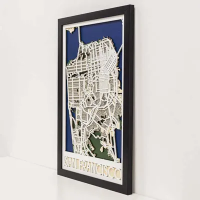 Other wall decoration - 3D City Map 3.0 San Francisco M Black Frame - ENJOY THE WOOD